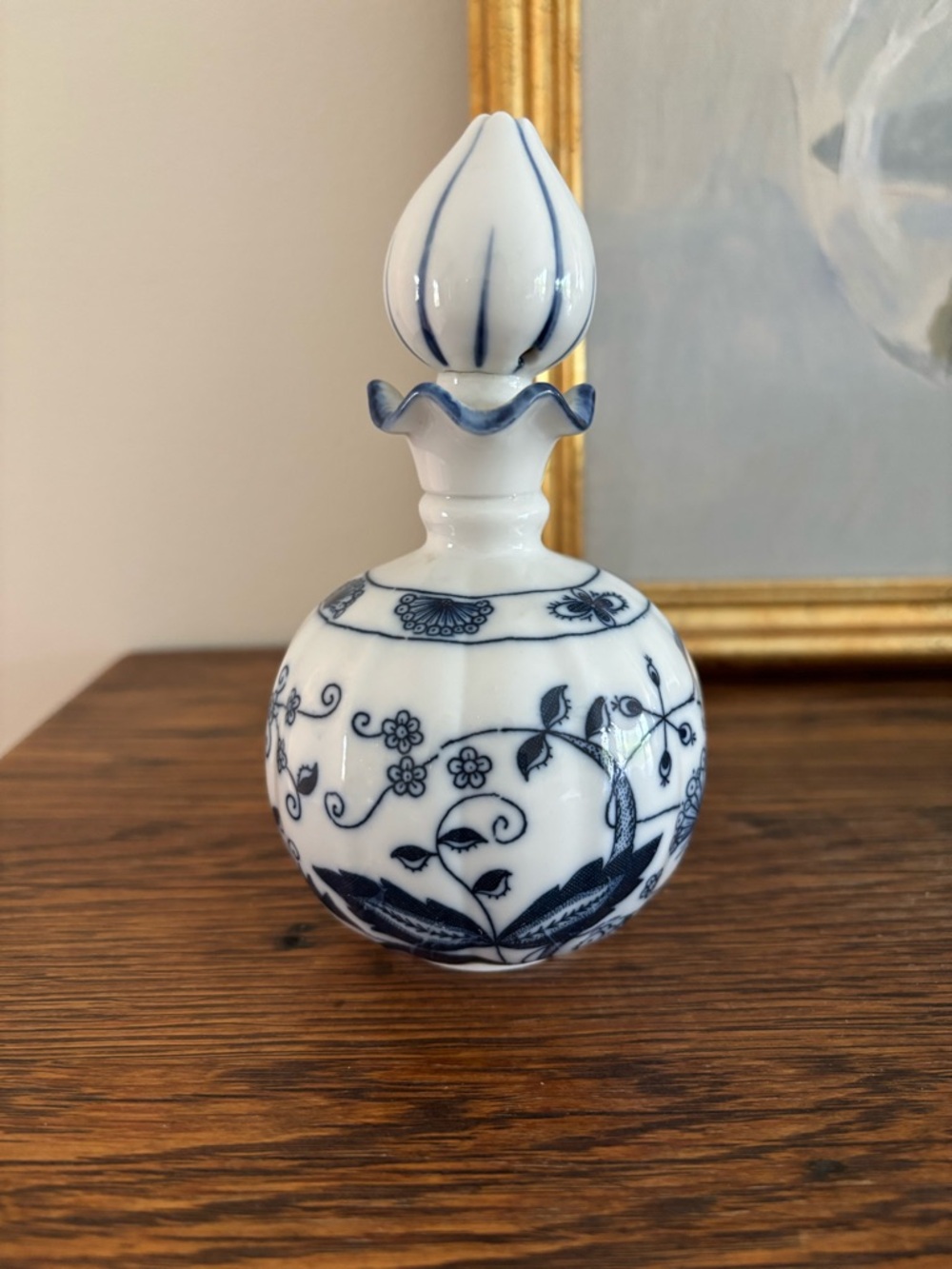 Vintage Blue Onion Perfume Bottle